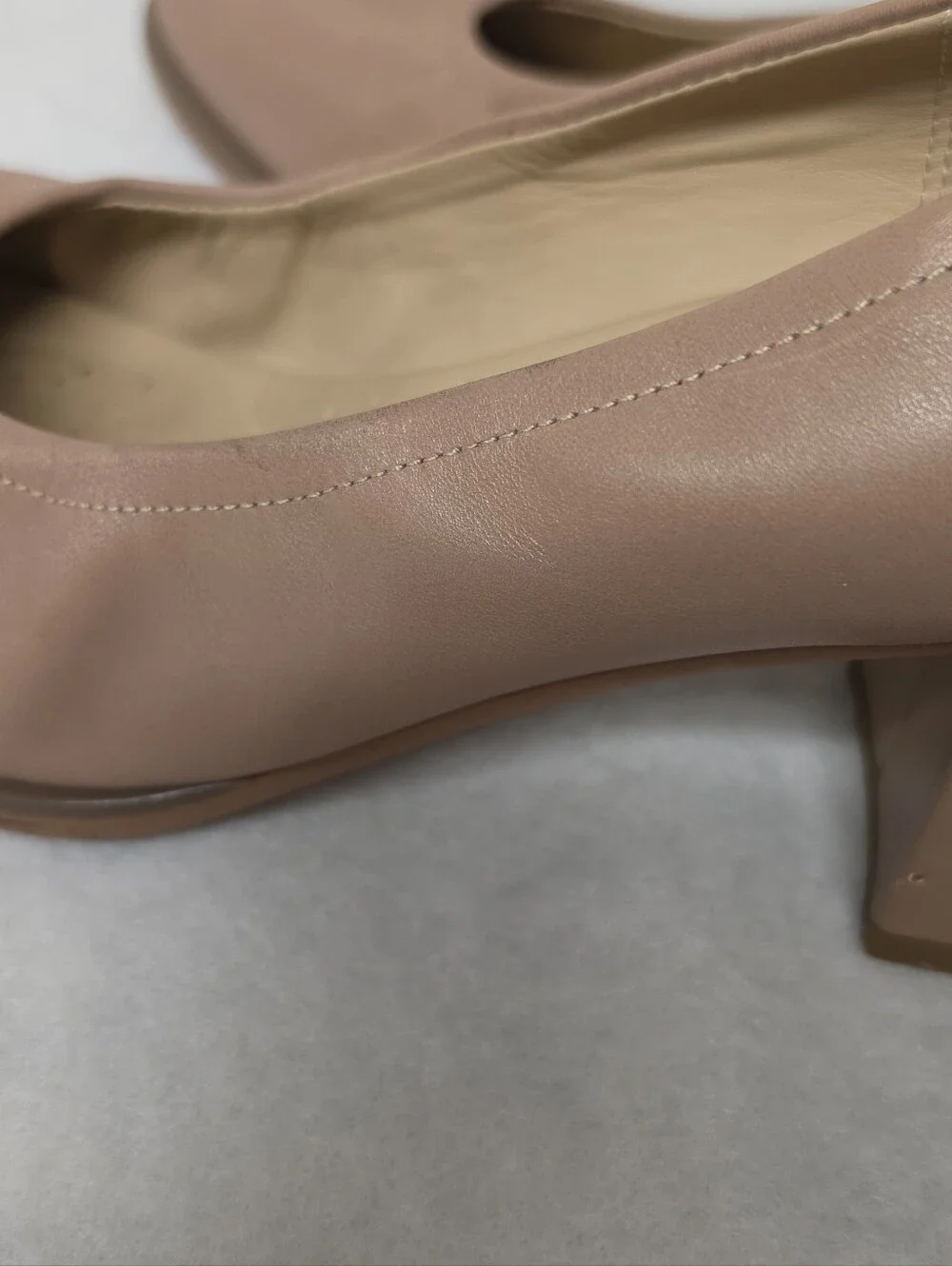 Clarks Taupe Block Heel Pumps
